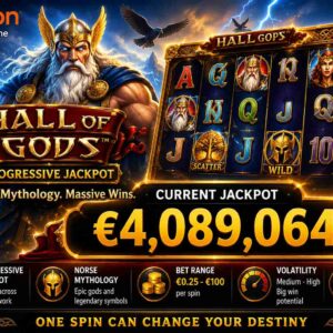 Hall of Gods Progressive Jackpot Betsson EU – Current Prize €4,089,064